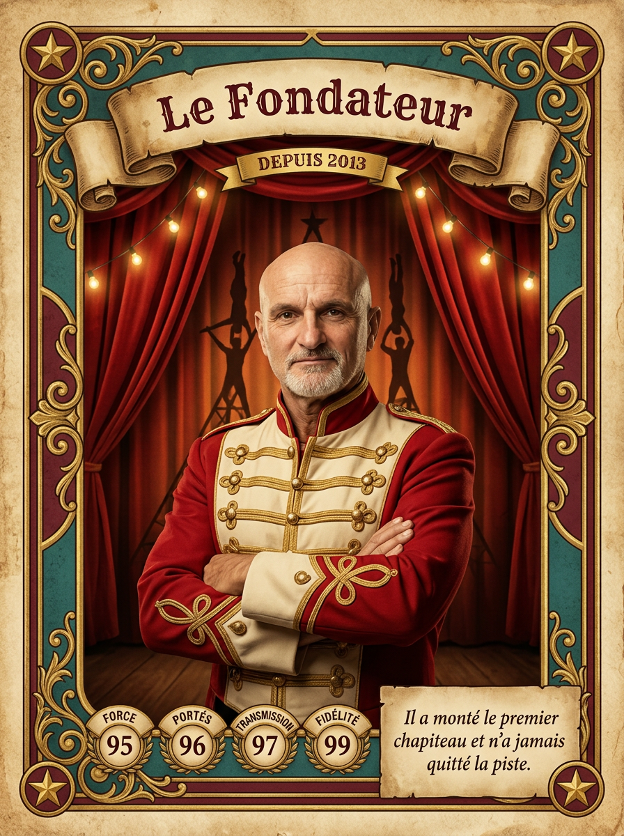 Carl — carte d'artiste « Le Fondateur » à l'ASBTP Cirque